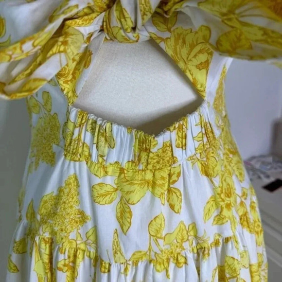 Eliza J Floral Print Cotton Bow Detail Sundress in Yellow Size 14 NWT - Picture 12 of 15